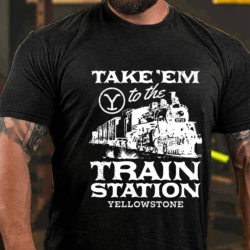 Maturelion Take'em To The Train Station Yellowstone Cotton T-shirt 