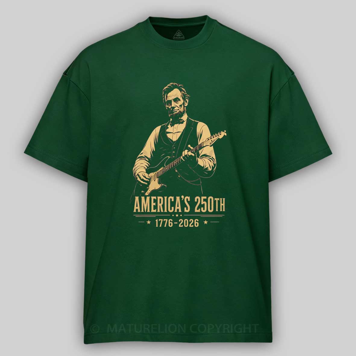 Maturelion Abraham Lincoln Playing Guitar 250th Anniversary T-shirt