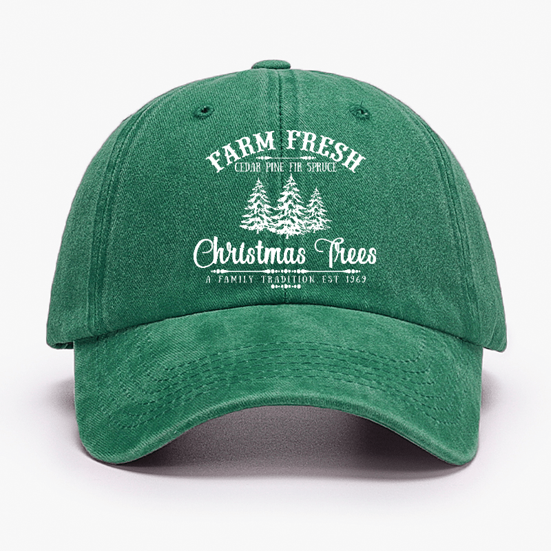 Farm Fresh Cedar Pine Fir Spruce Christmas Trees A Family Tradition Est 1969 Cap-Maturelion