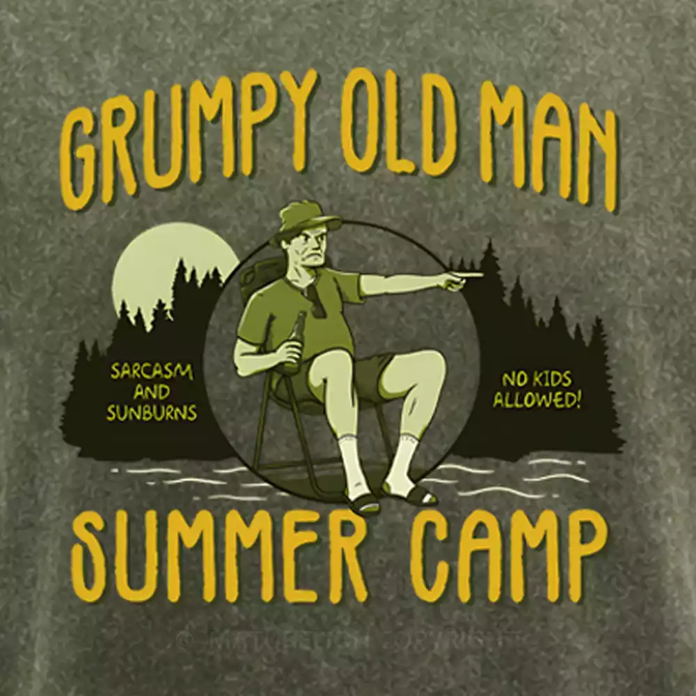 Maturelion Grumpy Old Man Summer Camp Washed T-shirt