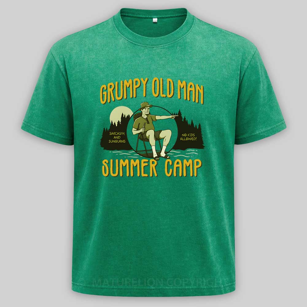 Maturelion Grumpy Old Man Summer Camp Washed T-shirt