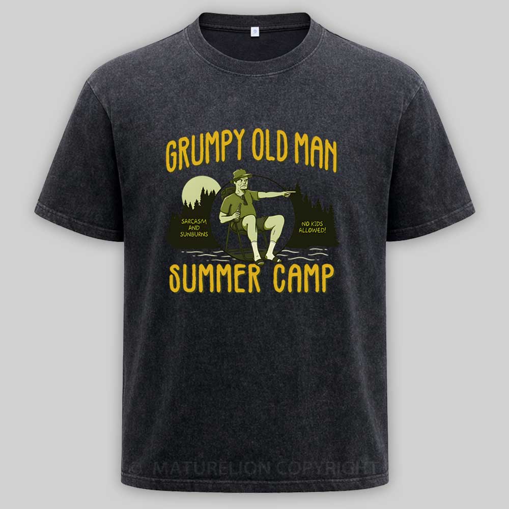 Maturelion Grumpy Old Man Summer Camp Washed T-shirt