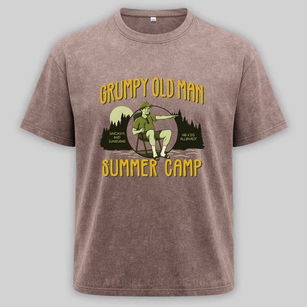 Maturelion Grumpy Old Man Summer Camp Washed T-shirt
