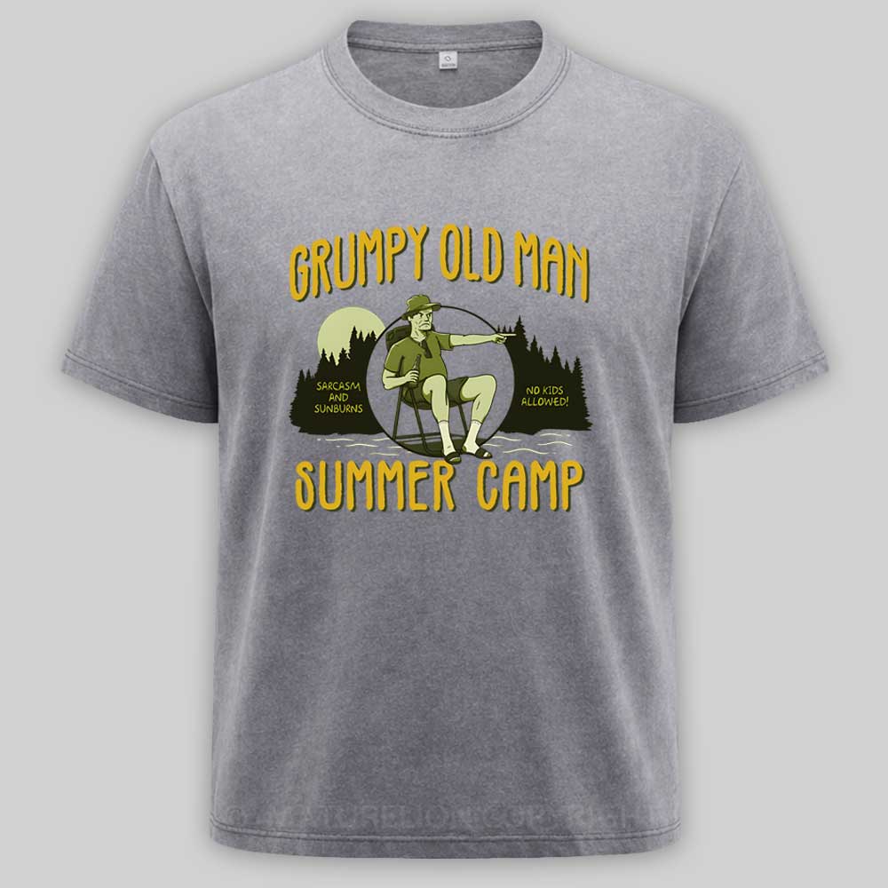 Maturelion Grumpy Old Man Summer Camp Washed T-shirt