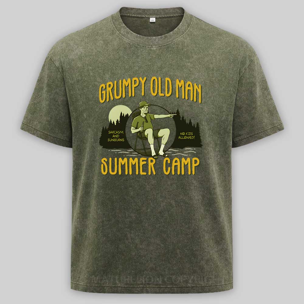 Maturelion Grumpy Old Man Summer Camp Washed T-shirt