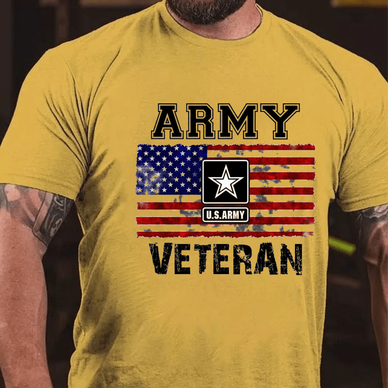 Army U.S.Army Veteran 4th of July Cotton T-shirt (Free Customization)