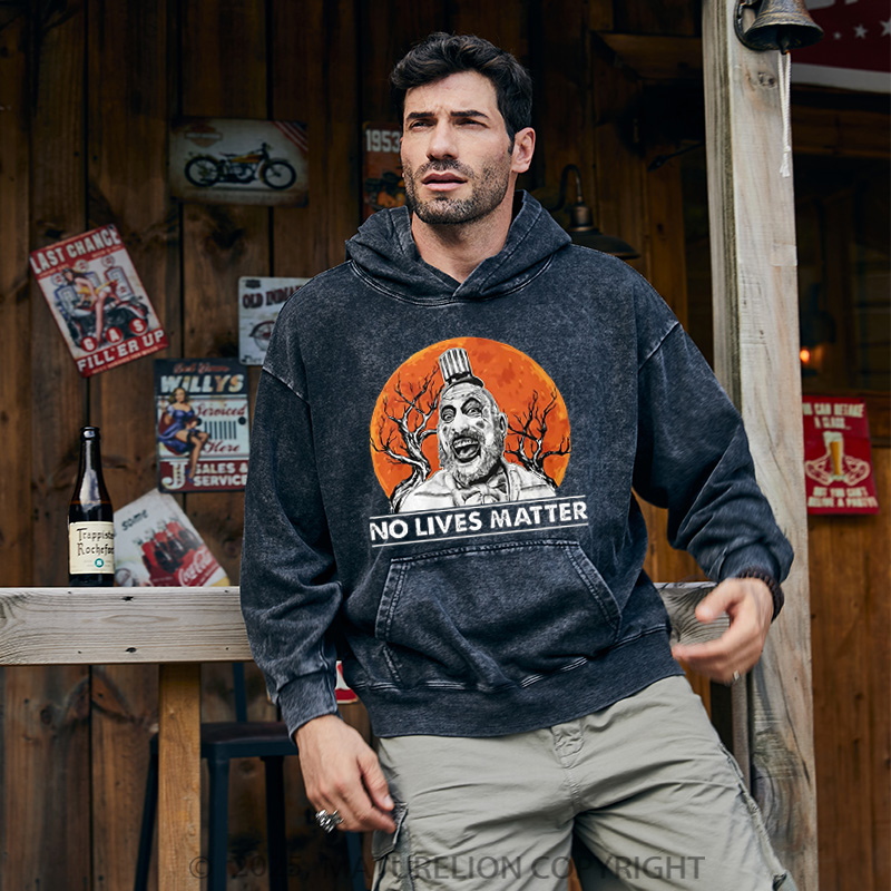 Maturelion Men's Hoodie No Lives Matter Washed Hoodie