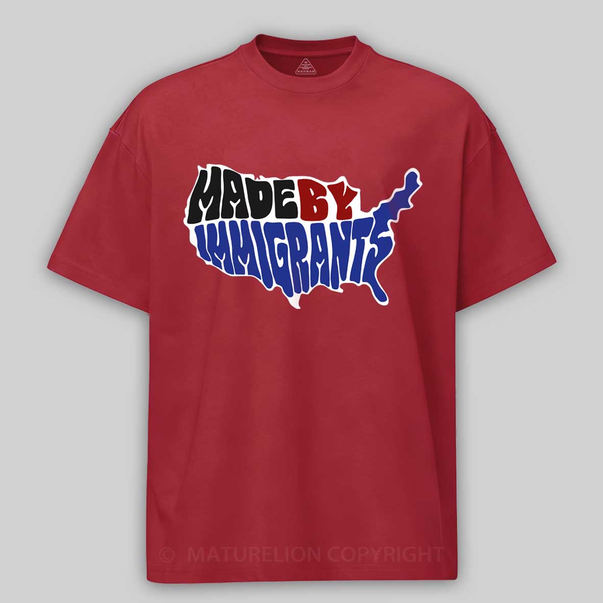 Maturelion Made By Immigrants - USA map Cotton T-shirt