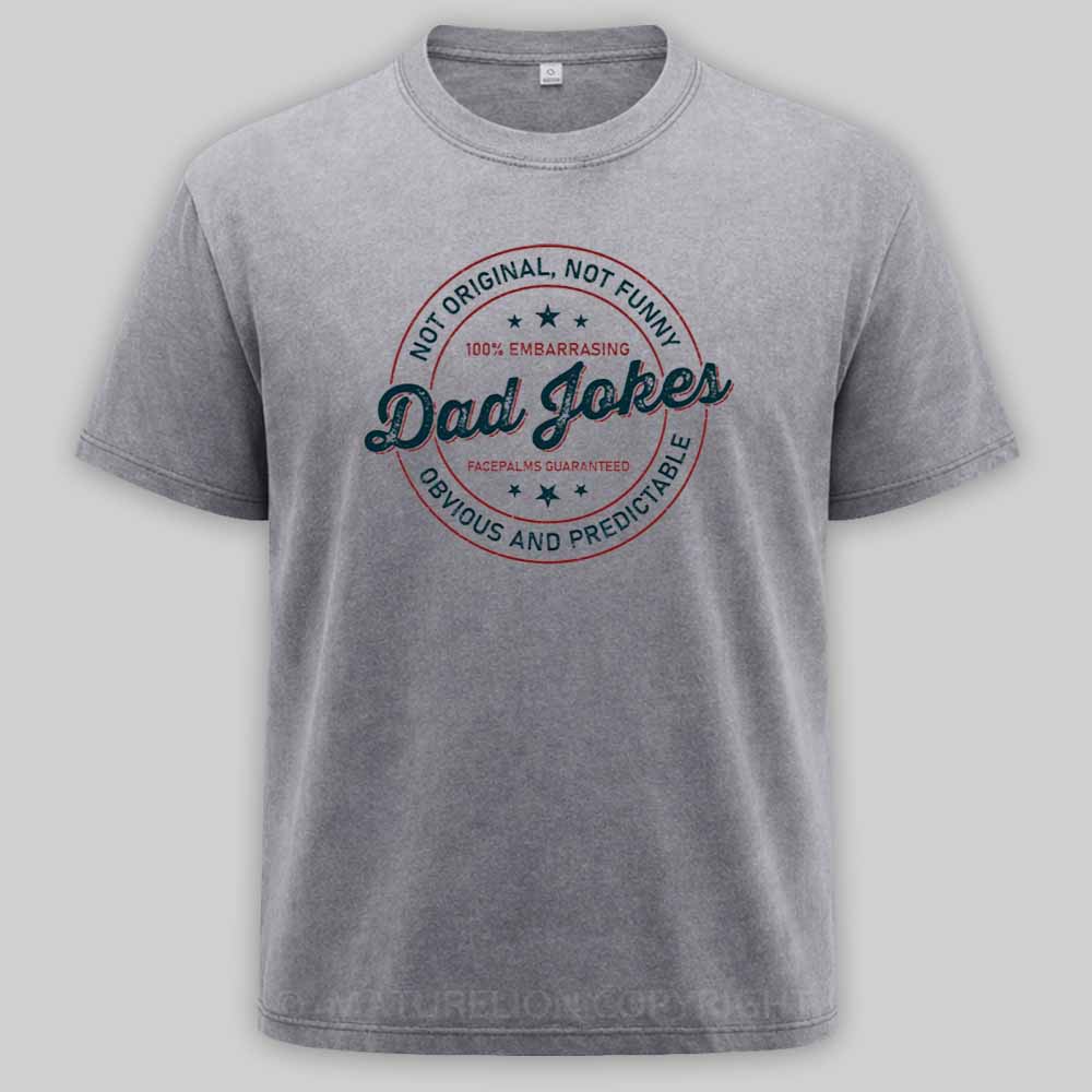 Maturelion Vintage Dad Jokes Washed T-shirt