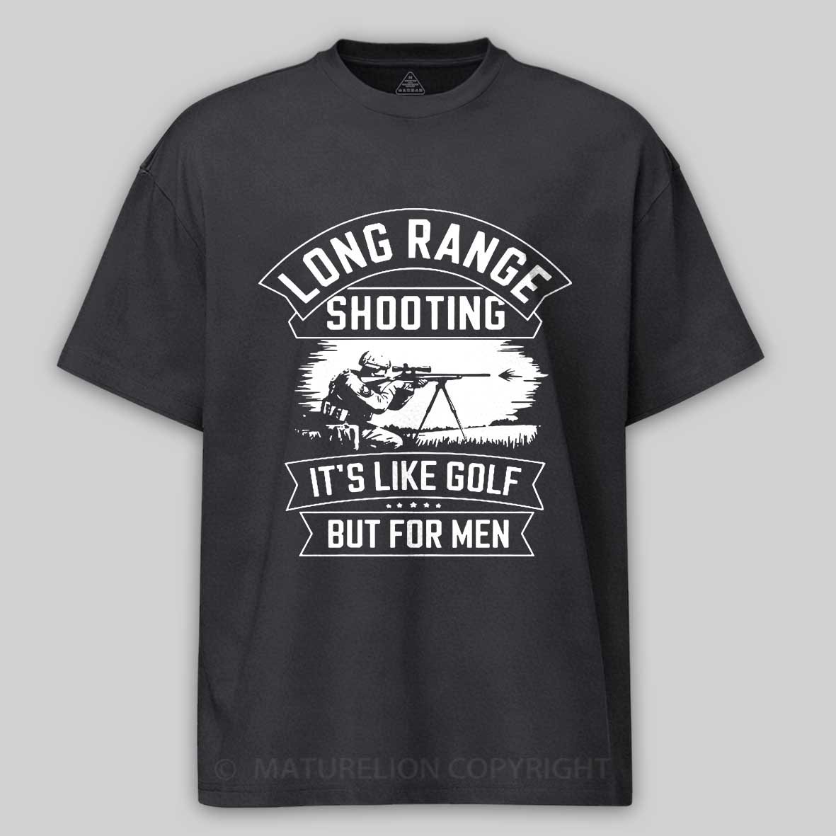 Maturelion Men's T-shirt Long range shooting it's like golf but for men Cotton T-shirt