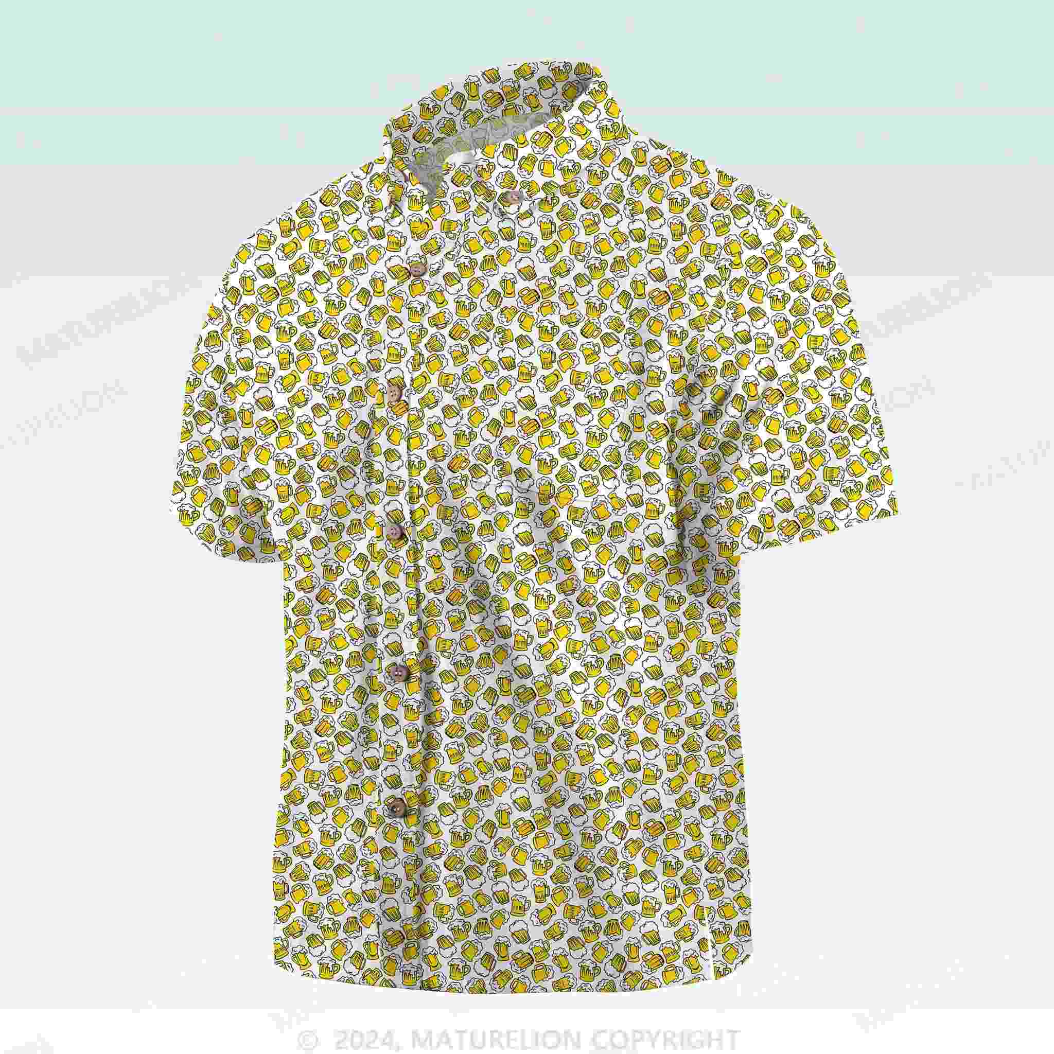Maturelion Men's Button Pocket ShirtLiquor Funny Hawaiian Shirt