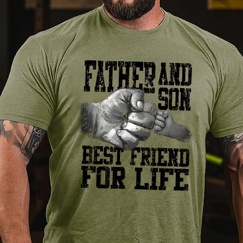 Father And Son Best Friend For Life Cotton T-shirt-Maturelion