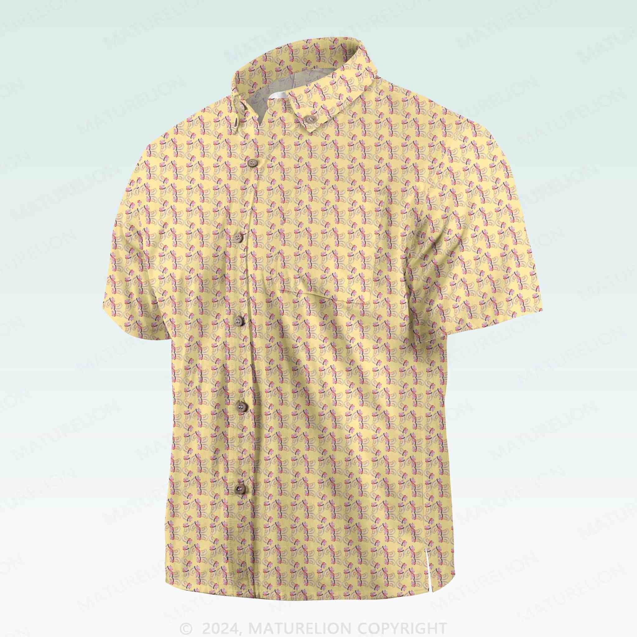 Maturelion Men's Button Pocket ShirtInnuendo Beach Hawaiian Shirt