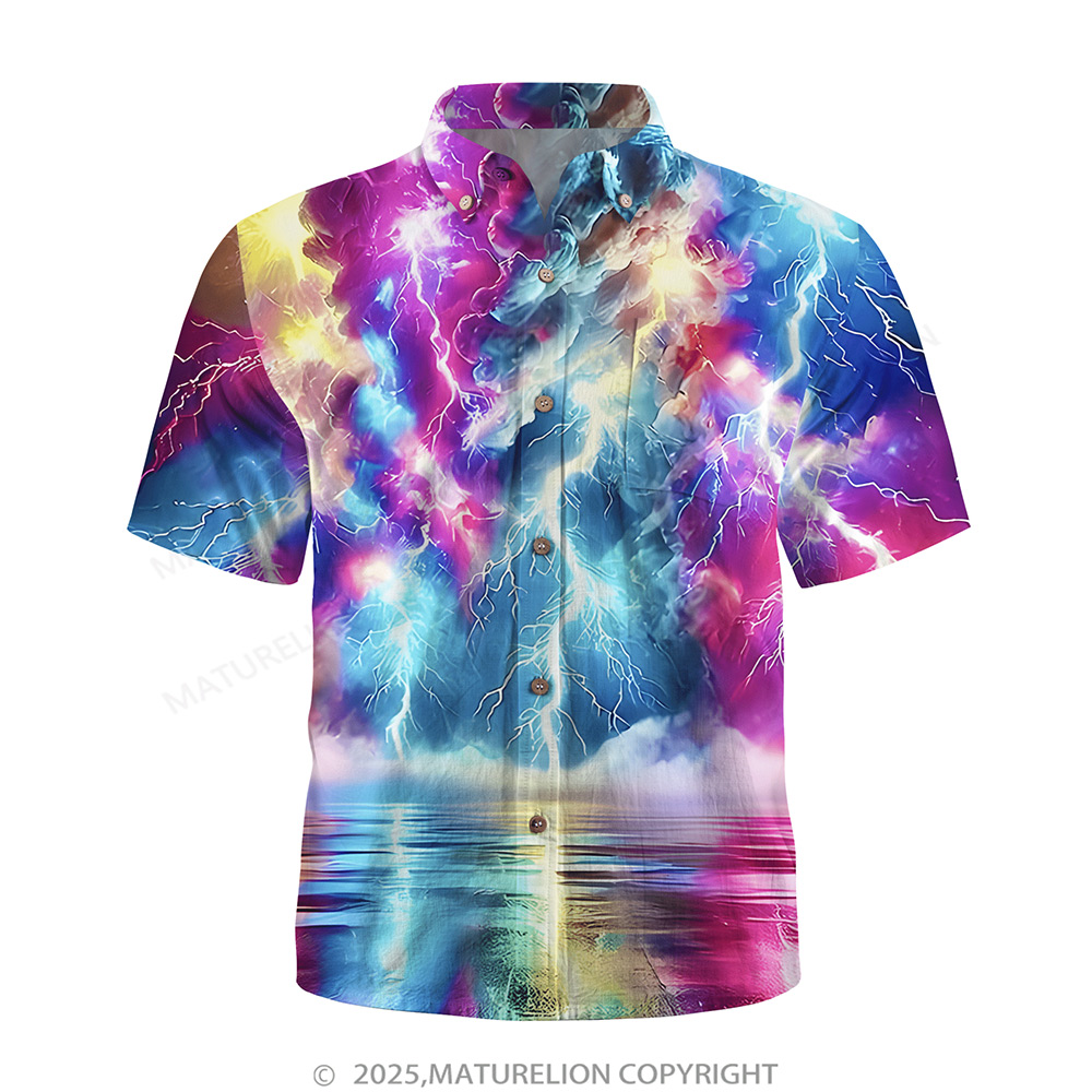 Matreulion Men's Aloha Shirts Rainstorm Hawaiian Shirt