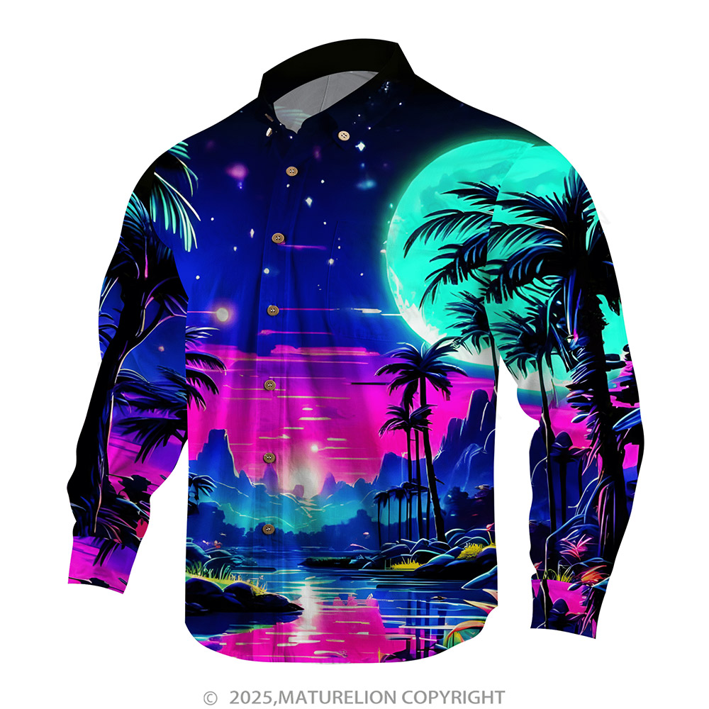 Matreulion Men's Aloha Shirts Coconut Tree Hawaiian Shirt