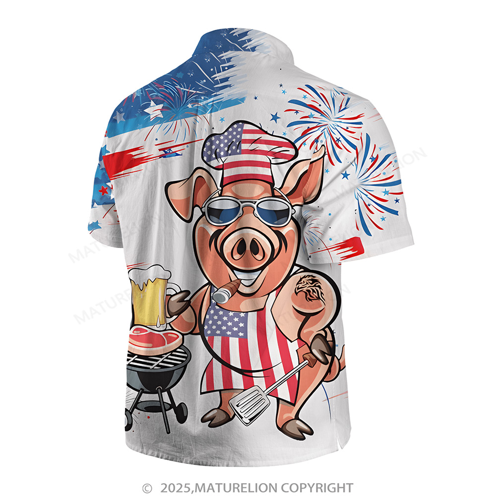 Maturelion Men's Aloha Shirts Animal Illustration Graphic Hawaiian Shirt