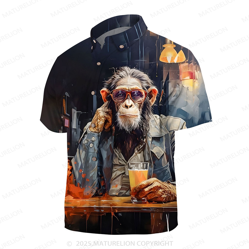 Maturelion Aloha Shirts Animal Illustration Graphic Hawaiian Shirt