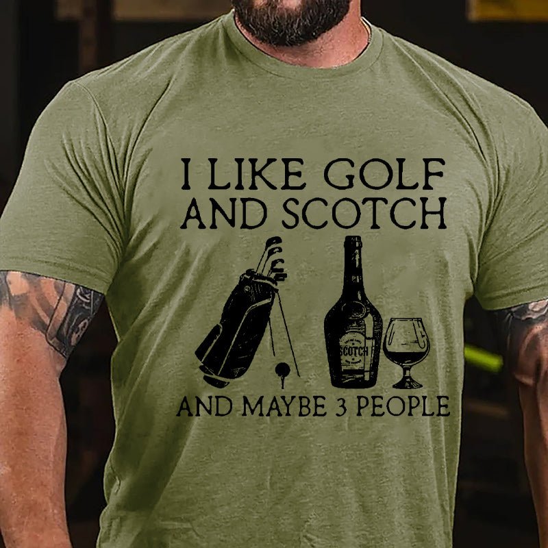 I Like Golf and Scotch And Maybe 3 People Men's Cotton T-shirt-Maturelion