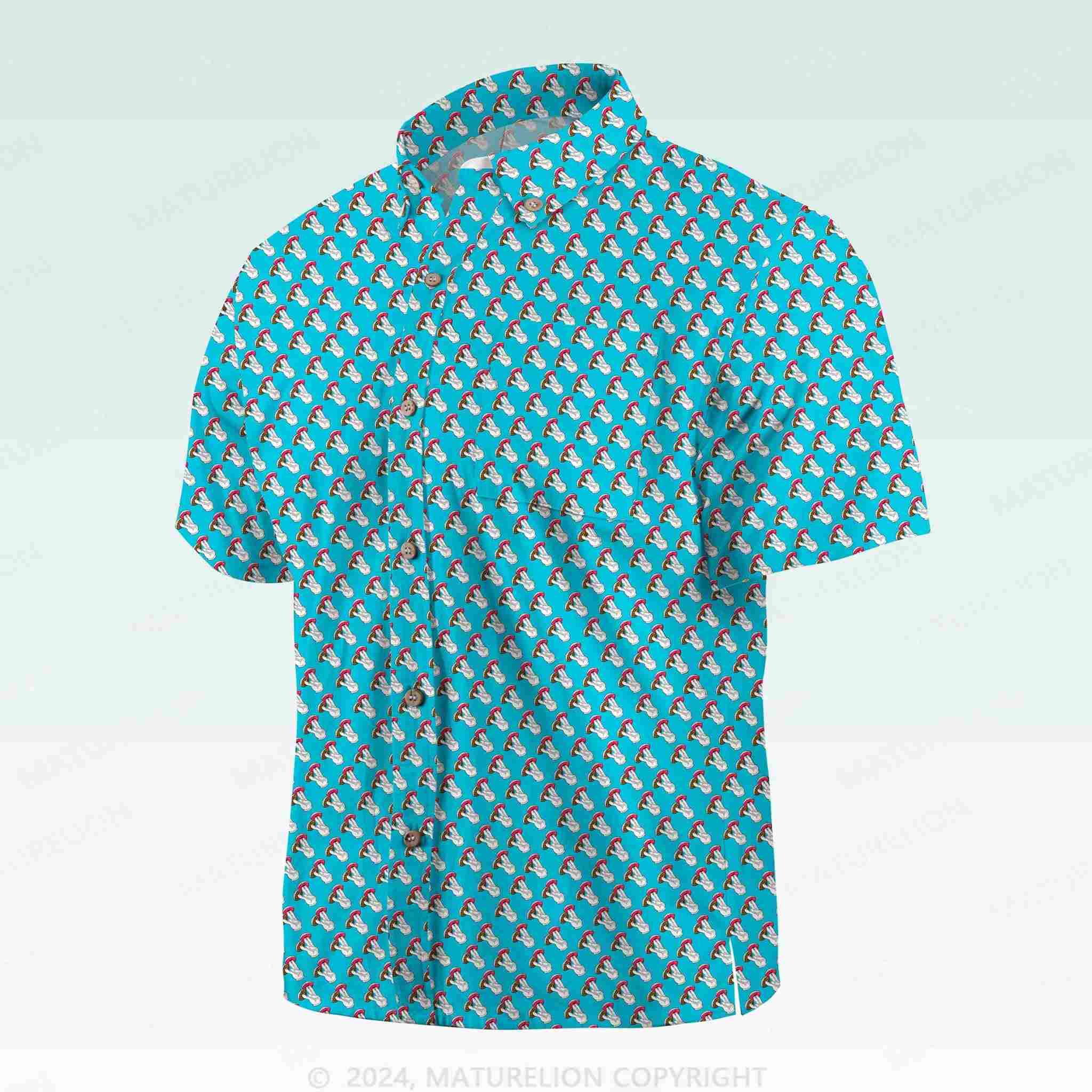 Maturelion Men's Button Pocket ShirtVintage Beach Hawaiian Shirt