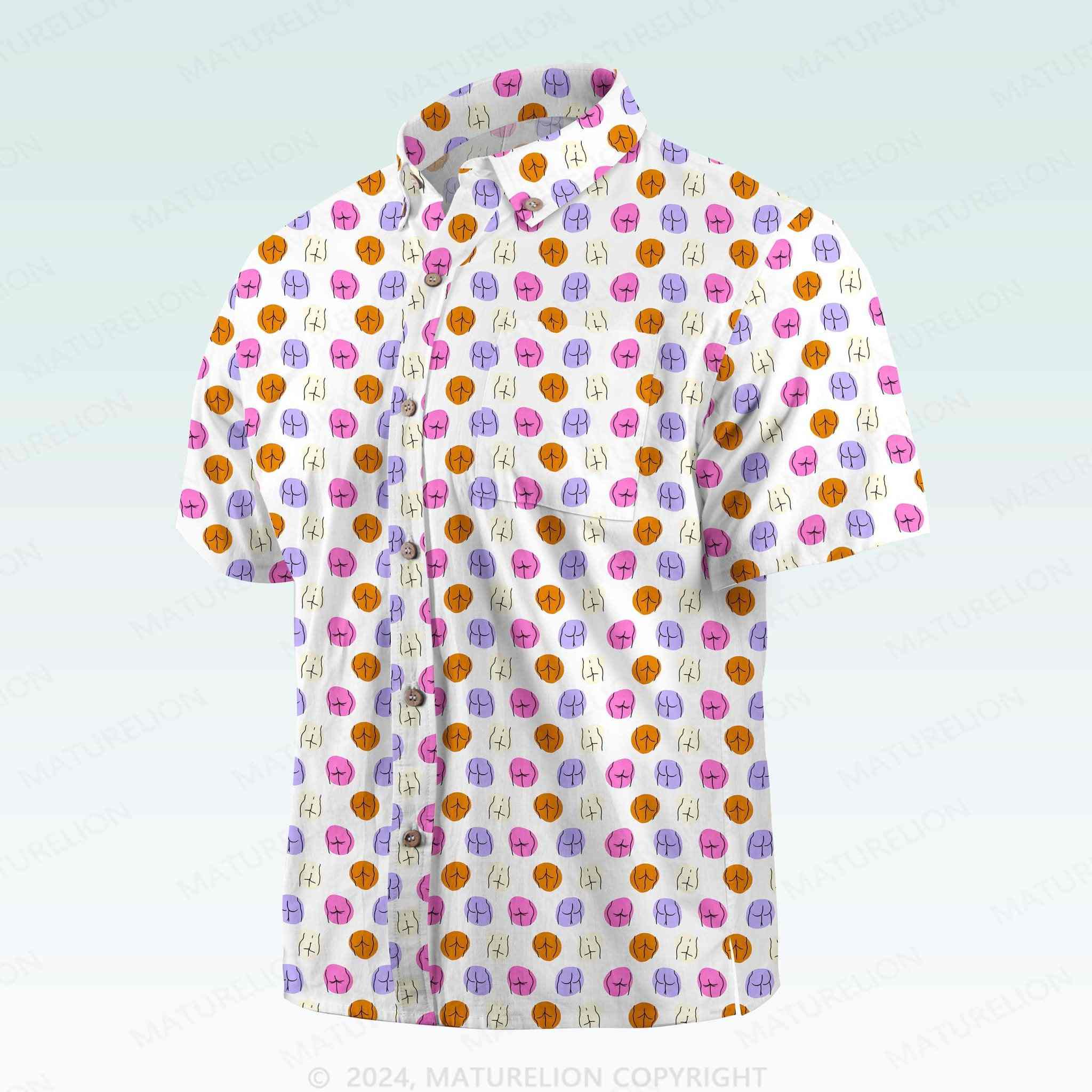 Maturelion Men's Button Pocket ShirtFunny Beach Hawaiian Shirt