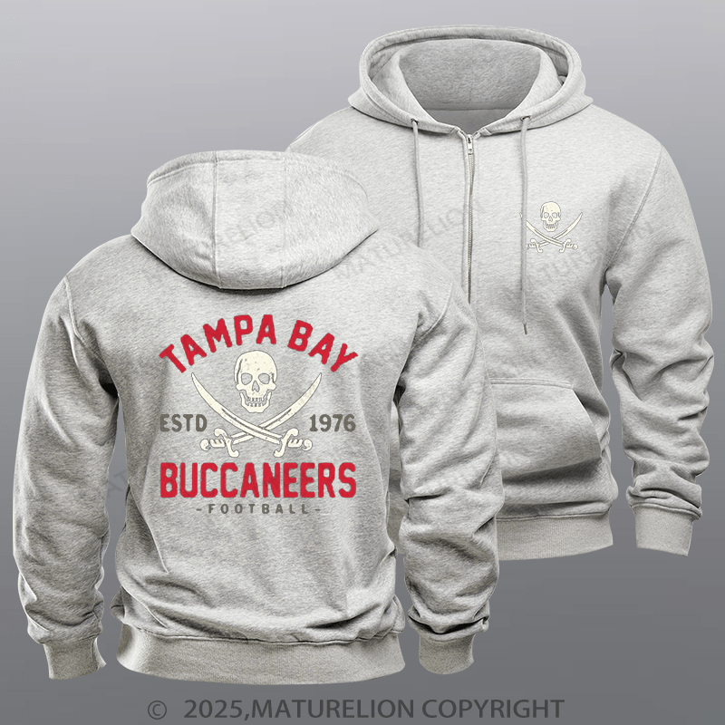Maturelion Super Bowl Hoodie Retro Tampa Bay Buccaneers by Buck Fleece Zipper Hoodie