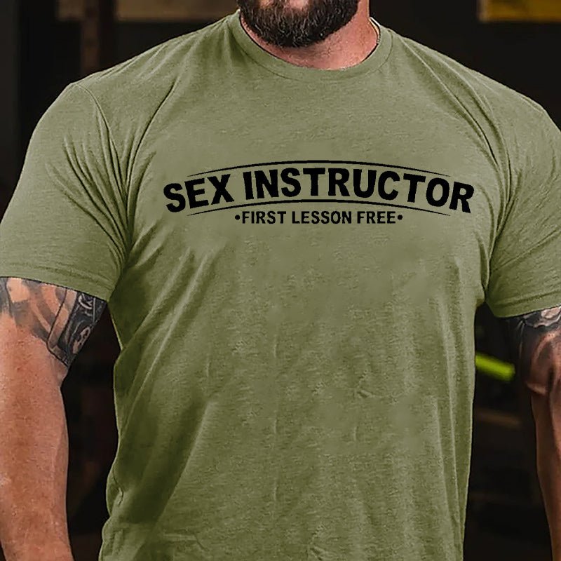Sex Instructor First Lesson Free Cotton T-shirt-Maturelion