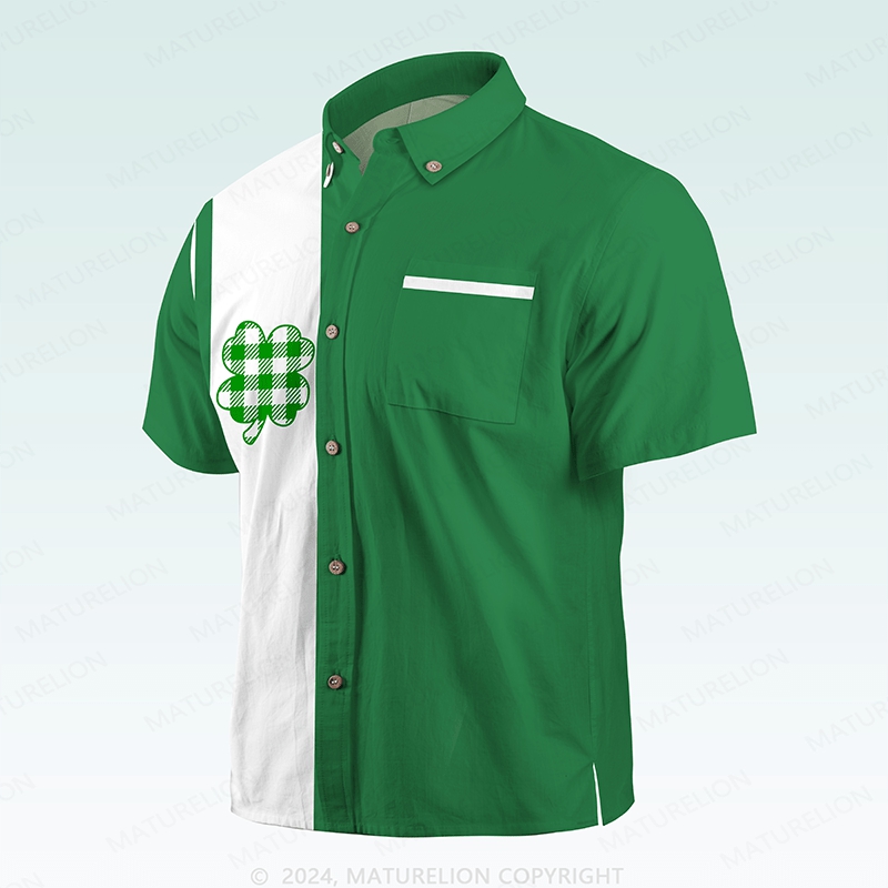 Maturelion St. Patrick's Button Pocket ShirtVintage Island Luck Hawaiian Shirt