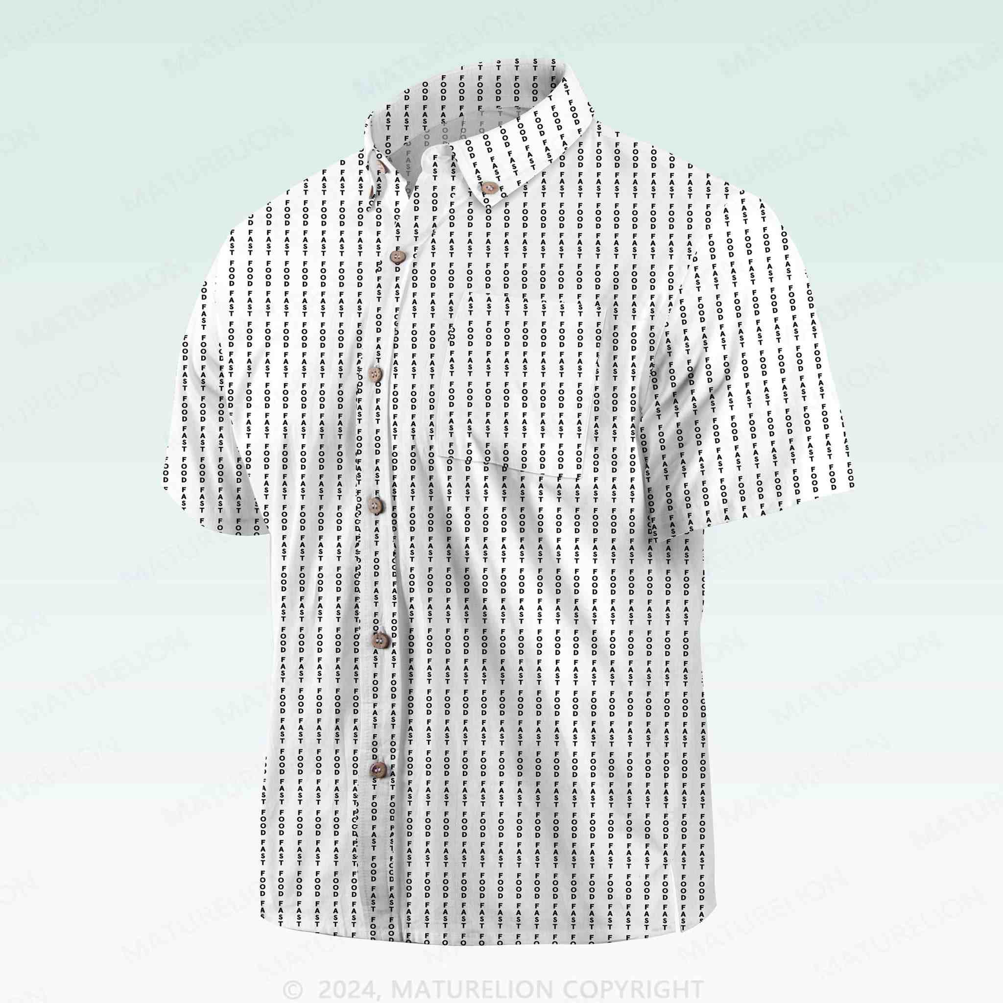 Maturelion Men's Button Pocket ShirtFast Food Hawaiian Shirt