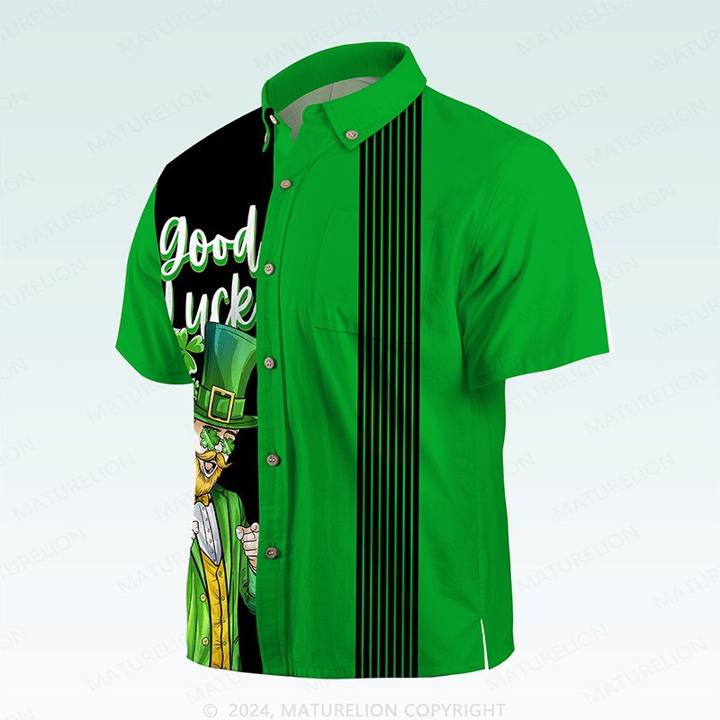 Maturelion St. Patrick's Button Pocket ShirtShamrock Paradise Hawaiian Shirt