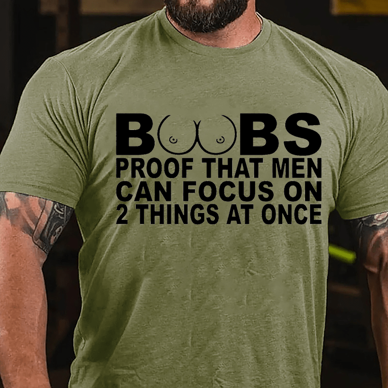 Boobs: Proof That Men Can Focus On 2 Things At Once Men's Cotton T-shirt-Maturelion