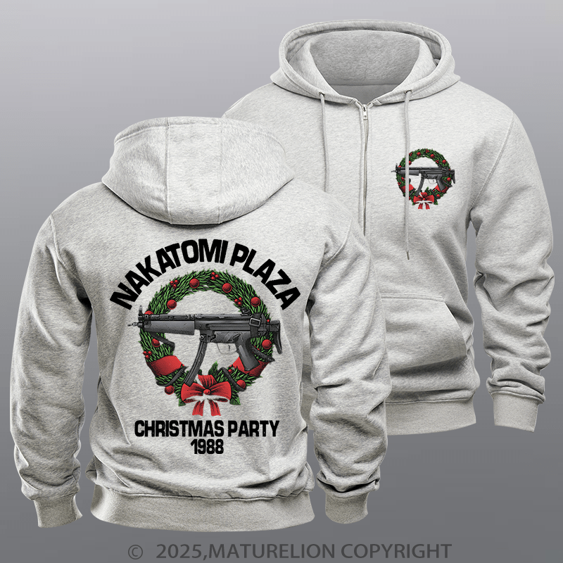 Maturelion Men's Hoodie Nakatomi Plaza Christmas Party Fleece Zipper Hoodie