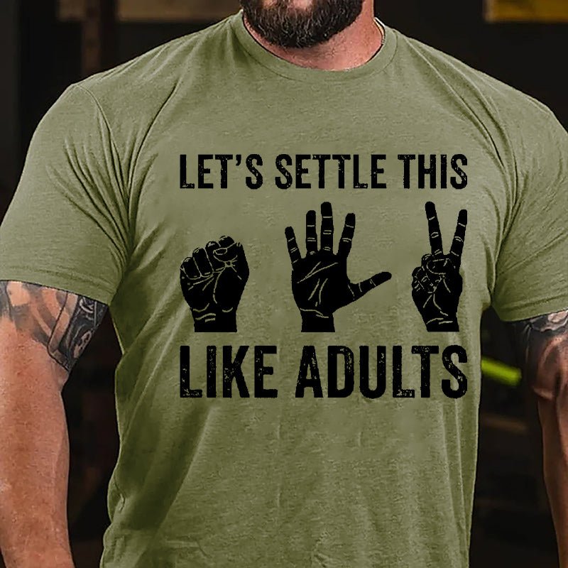 Let's Settle This Like Adults Rock Paper Scissors Cotton T-shirt-Maturelion