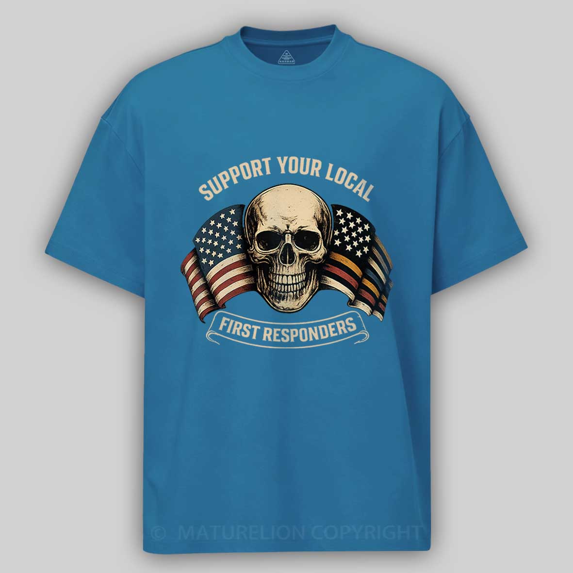 Maturelion Men's T-Shirt First Responder Flag Cotton T-Shirt