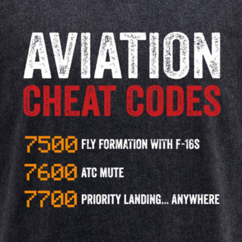 Maturelion Aviation Cheat Codes Pilot Funny Aviation Lover Washed T-shirt