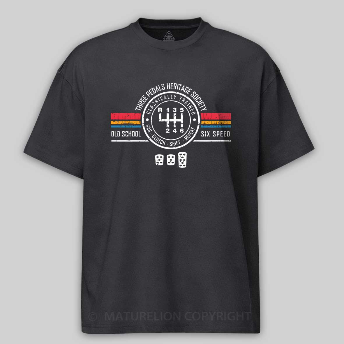Maturelion Three Pedals Heritage Society Cotton T-shirt