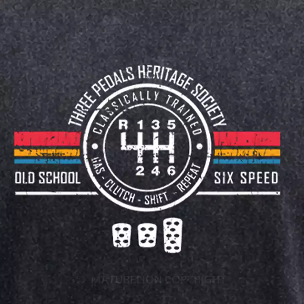 Maturelion Three Pedals Heritage Society Washed T-shirt
