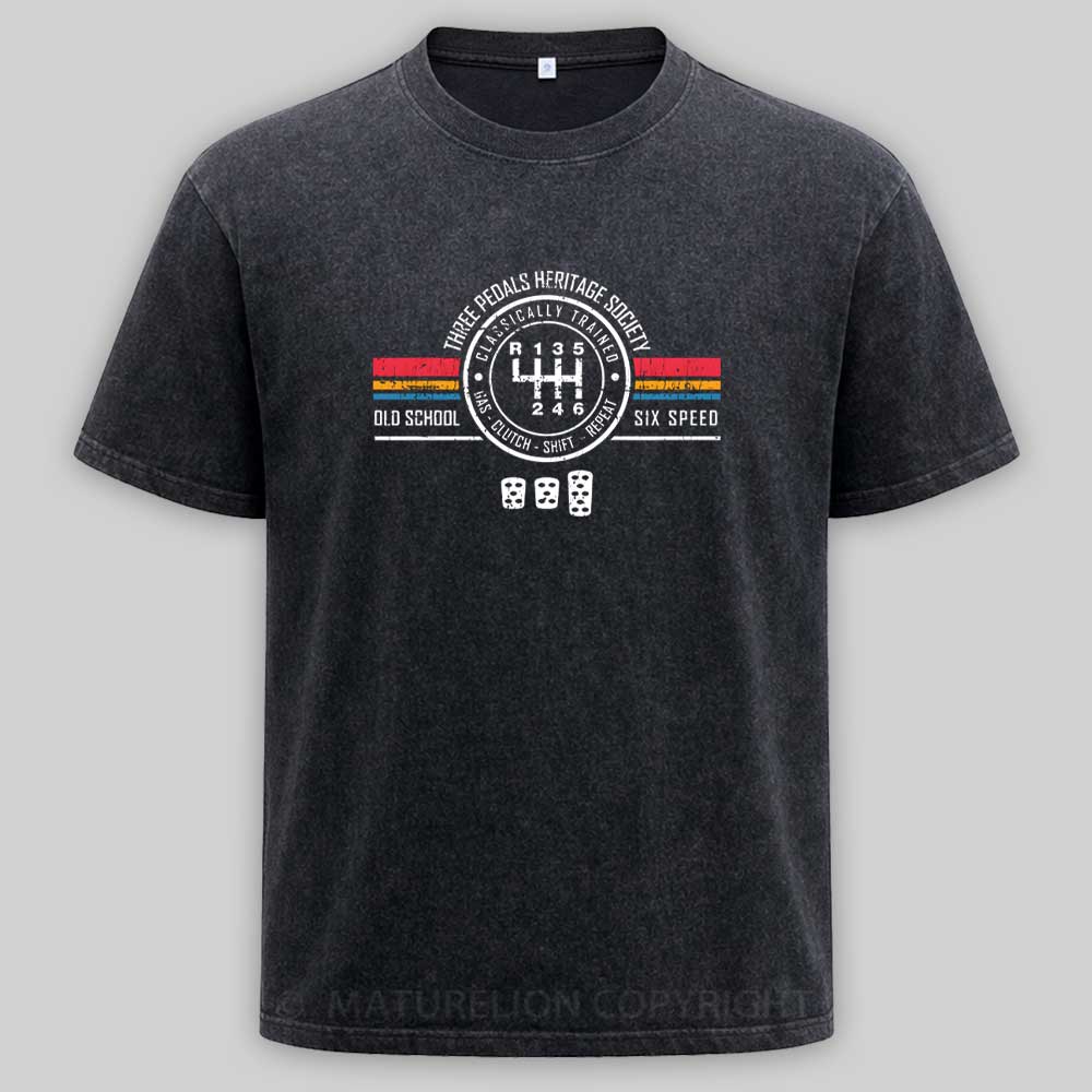Maturelion Three Pedals Heritage Society Washed T-shirt