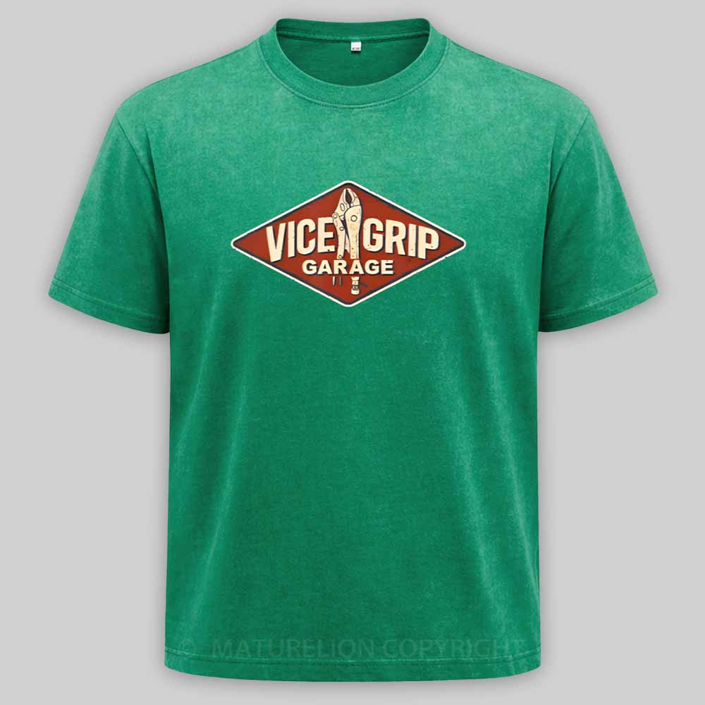 Maturelion Vice Grip Garage Mechanic Dad Joke Handy Grandpa Washed T-shirt