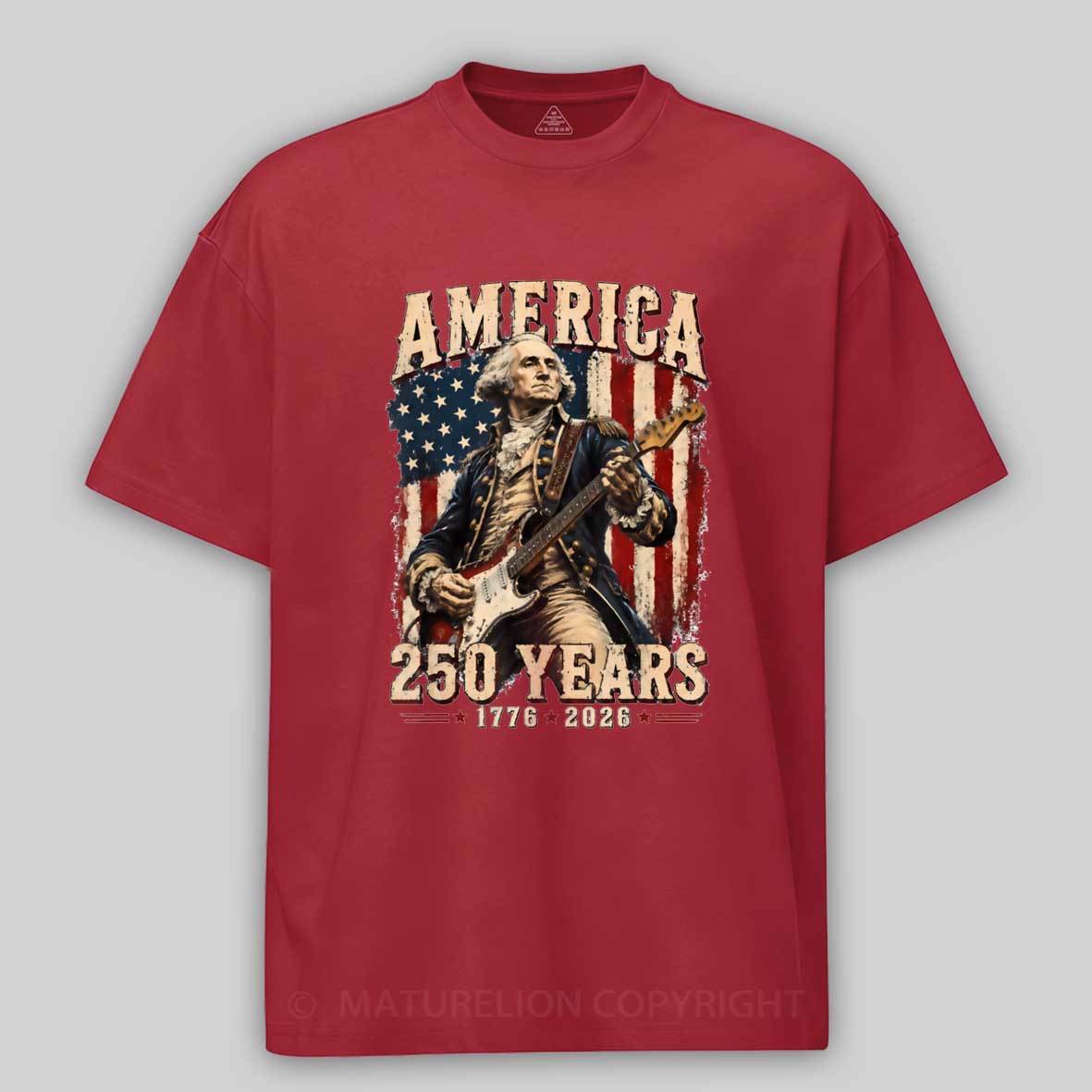 Maturelion George Washington Playing Guitar 250 Anniversary T-shirt 