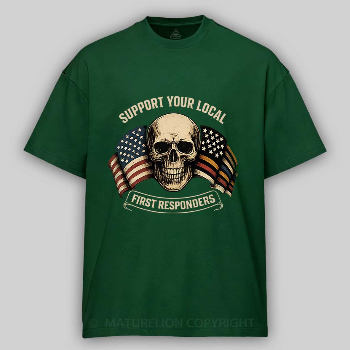 Maturelion Men's T-Shirt First Responder Flag Cotton T-Shirt
