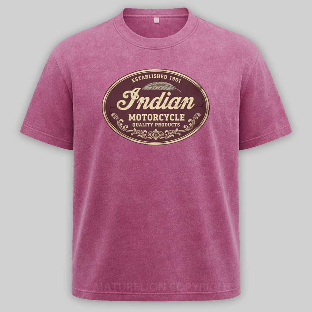 Maturelion Indian Motorcycles Sign Washed T-shirt