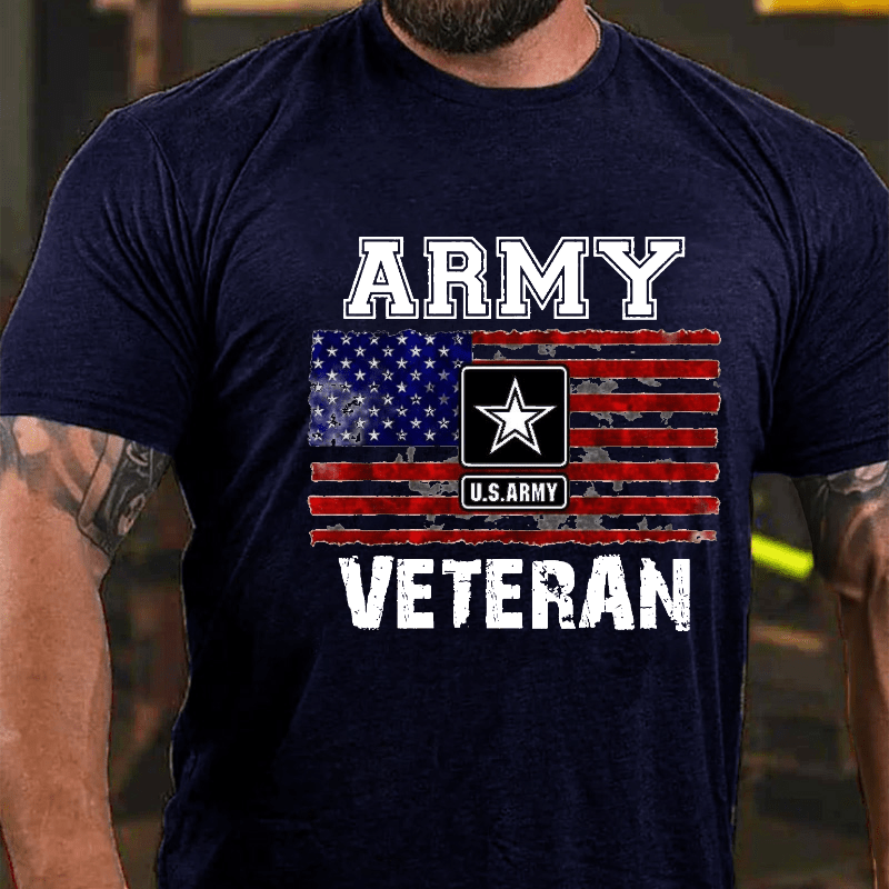 Army U.S.Army Veteran 4th of July Cotton T-shirt (Free Customization)