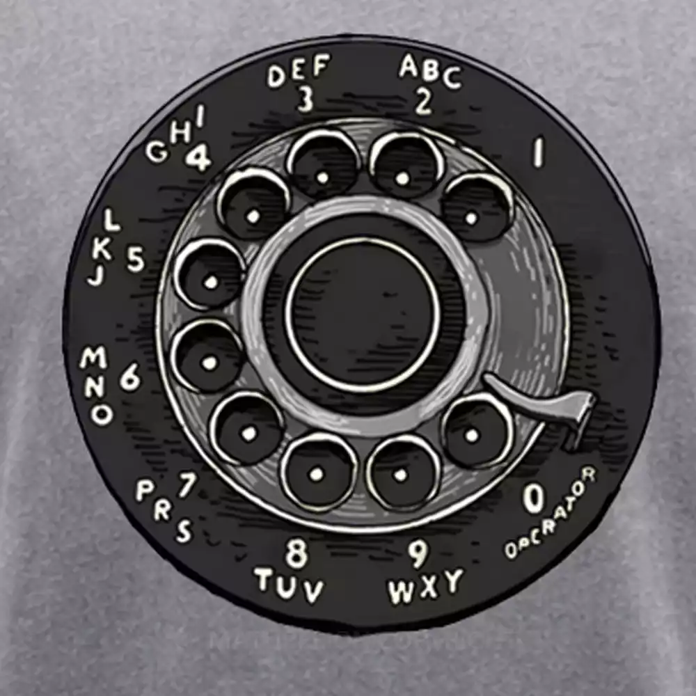 Maturelion Retro Rotary Dial Phone Washed T-shirt