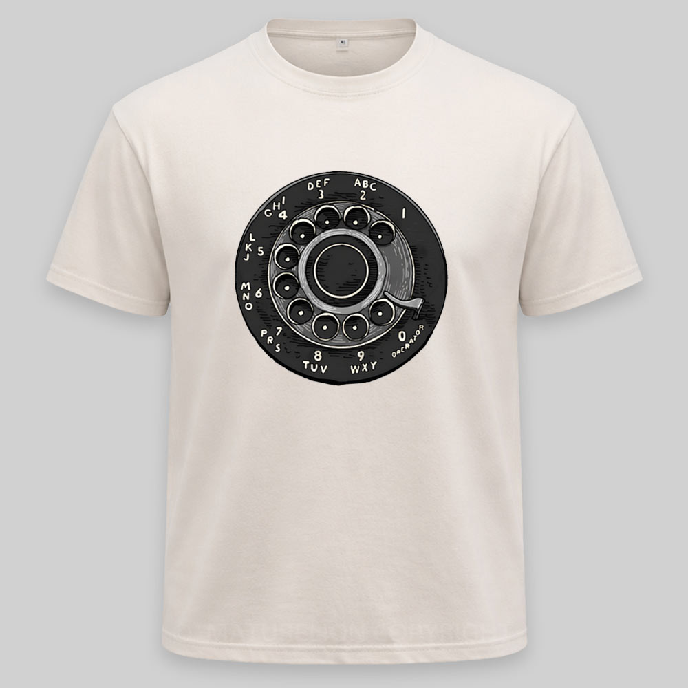 Maturelion Retro Rotary Dial Phone Washed T-shirt