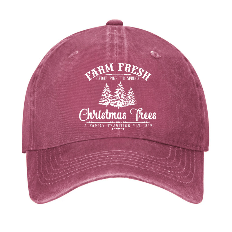 Farm Fresh Cedar Pine Fir Spruce Christmas Trees A Family Tradition Est 1969 Cap-Maturelion