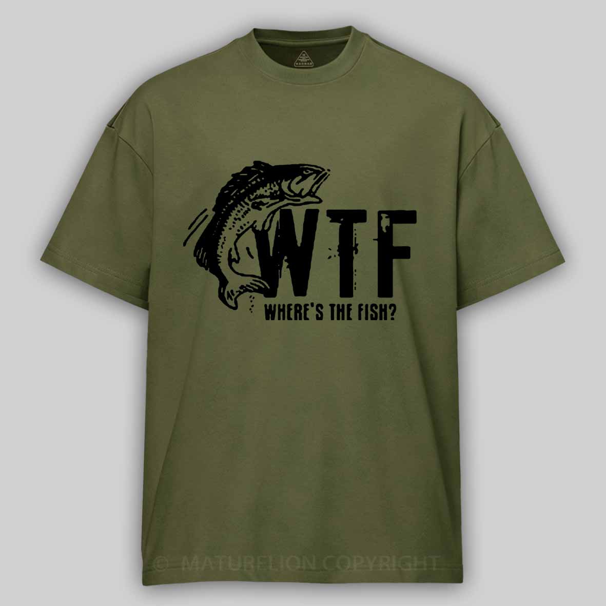 Maturelion Men's T-shirt WTF Wheres The Fish Funny Cotton T-shirt