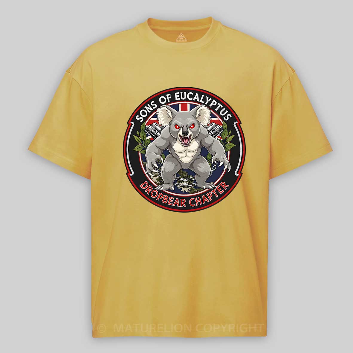 Maturelion Australia T-Shirt Dropbear Funny Graphic  Motorcycle Cotton T-Shirt