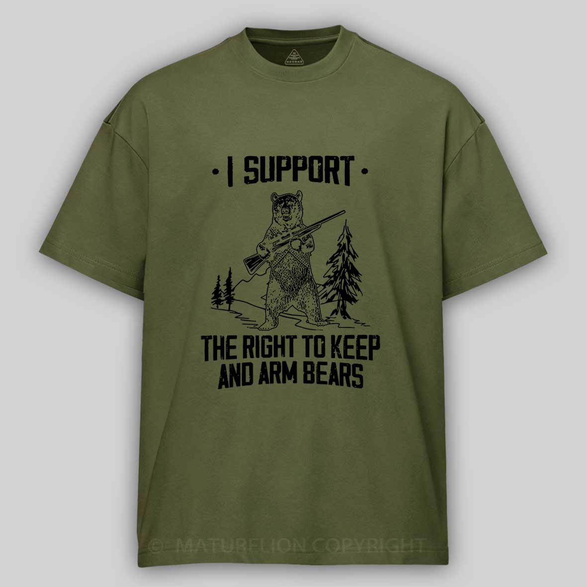 Maturelion Men's T-Shirt Second Amendment Right to Keep and Arm bears Cotton T-Shirt