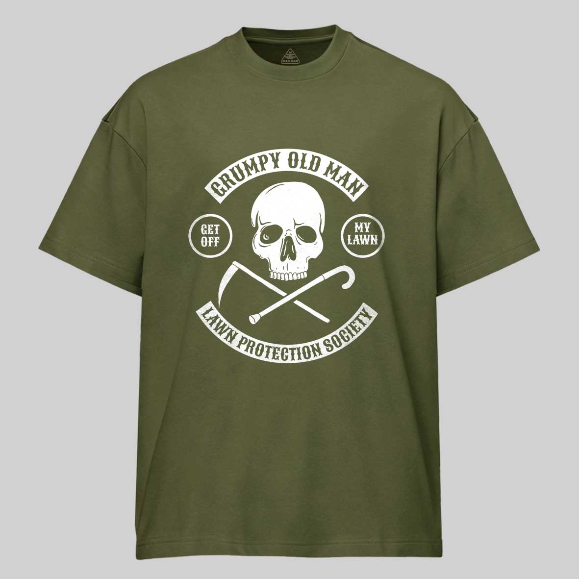 Maturelion Grumpy Old Man Lawn Protection Society - Get Off My Lawn! Cotton T-shirt