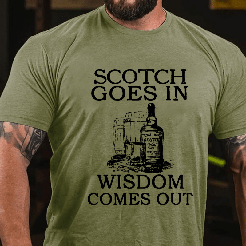 Scotch Goes In Wisdom Comes Out Cotton T-shirt-Maturelion